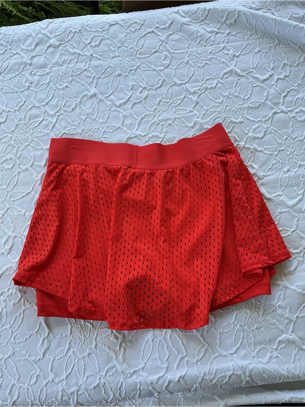 Nike Women's Red-Orange Mesh Tennis Skort with Built-In Shorts - Picture 2 of 4